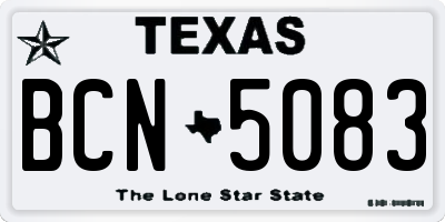 TX license plate BCN5083