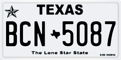 TX license plate BCN5087