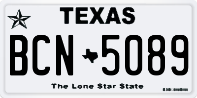 TX license plate BCN5089