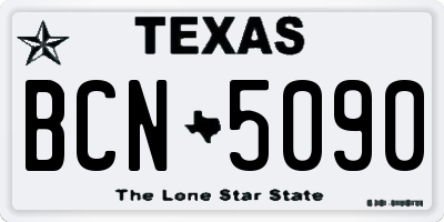 TX license plate BCN5090