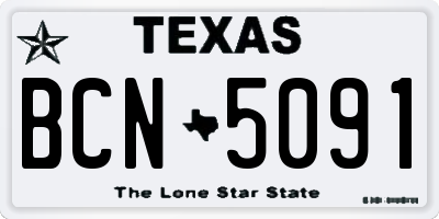 TX license plate BCN5091