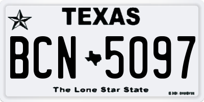 TX license plate BCN5097