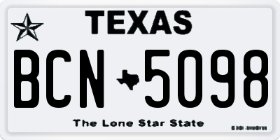 TX license plate BCN5098