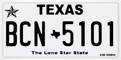 TX license plate BCN5101