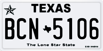 TX license plate BCN5106