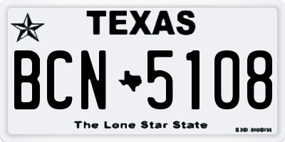 TX license plate BCN5108
