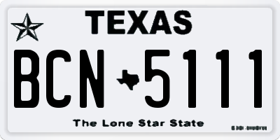TX license plate BCN5111