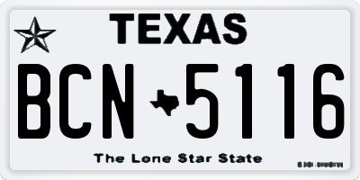 TX license plate BCN5116