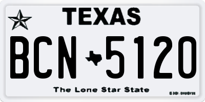 TX license plate BCN5120