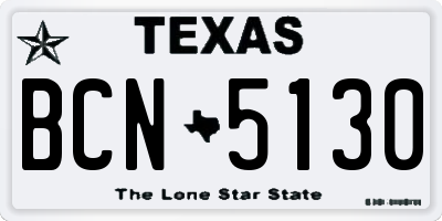 TX license plate BCN5130