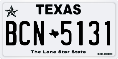 TX license plate BCN5131