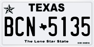 TX license plate BCN5135