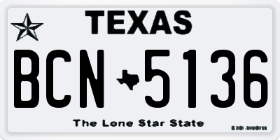 TX license plate BCN5136