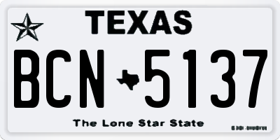 TX license plate BCN5137
