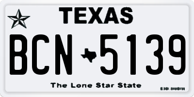 TX license plate BCN5139