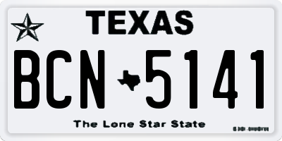 TX license plate BCN5141