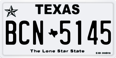 TX license plate BCN5145