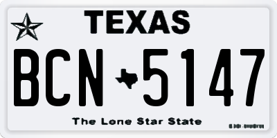 TX license plate BCN5147