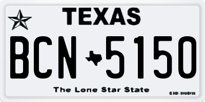 TX license plate BCN5150