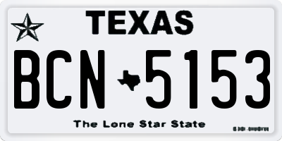 TX license plate BCN5153