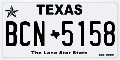 TX license plate BCN5158