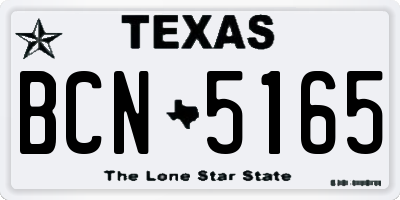 TX license plate BCN5165
