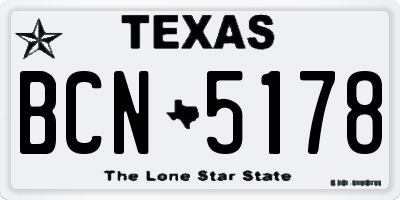 TX license plate BCN5178