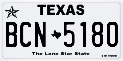 TX license plate BCN5180