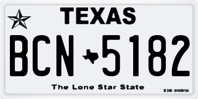 TX license plate BCN5182