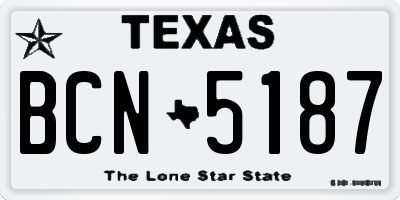 TX license plate BCN5187