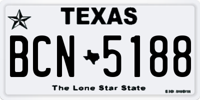 TX license plate BCN5188