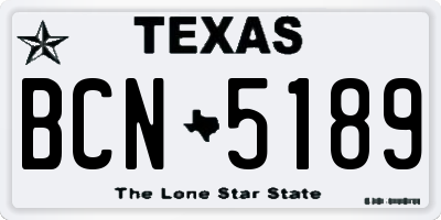 TX license plate BCN5189