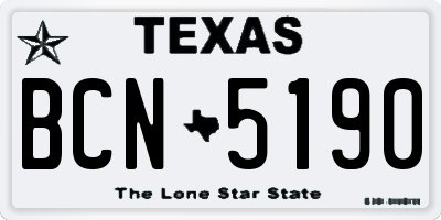 TX license plate BCN5190