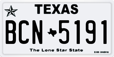 TX license plate BCN5191