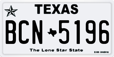 TX license plate BCN5196