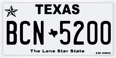 TX license plate BCN5200