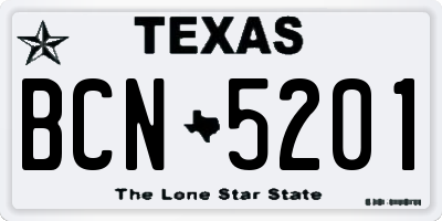 TX license plate BCN5201
