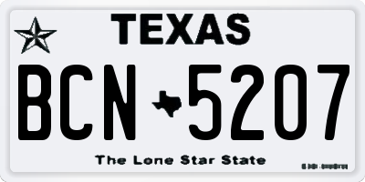 TX license plate BCN5207
