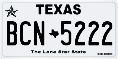 TX license plate BCN5222
