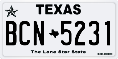 TX license plate BCN5231