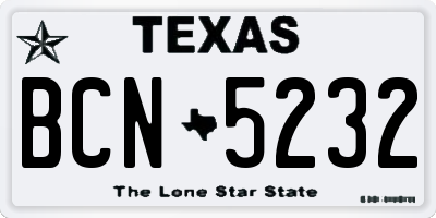 TX license plate BCN5232