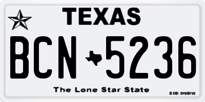 TX license plate BCN5236