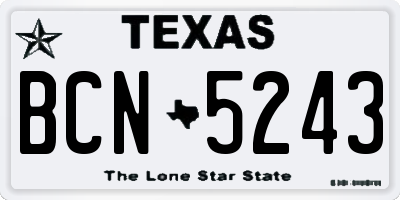 TX license plate BCN5243