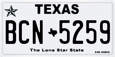 TX license plate BCN5259