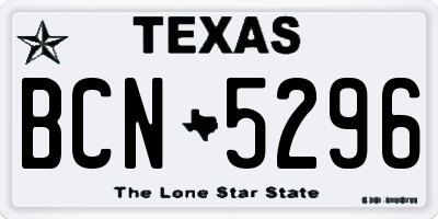 TX license plate BCN5296