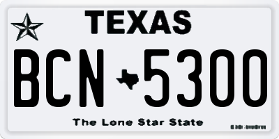 TX license plate BCN5300