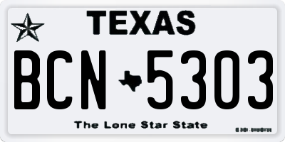 TX license plate BCN5303