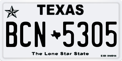 TX license plate BCN5305