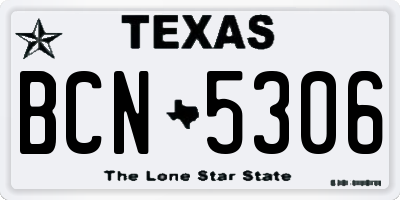 TX license plate BCN5306