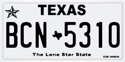 TX license plate BCN5310
